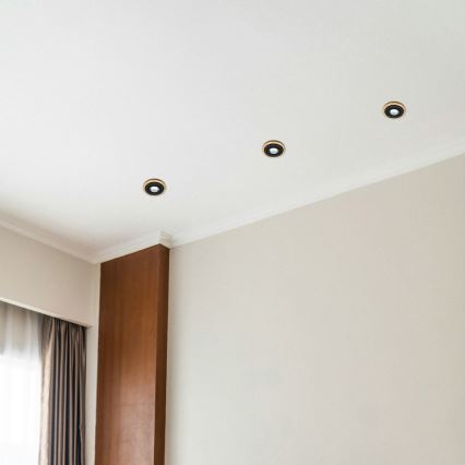 Lot de 3 spots encastrés TOBBY 1x GU10 / 20W / 230V Ø 11,5 cm chêne/noir