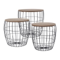 Lot de 3 tables basses BRISO, Ø 31/38/42,5 cm, marron/noir
