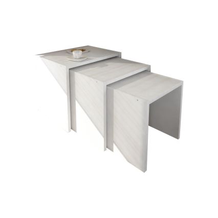Lot de 3x Table d'appoint ZARIEL blanche