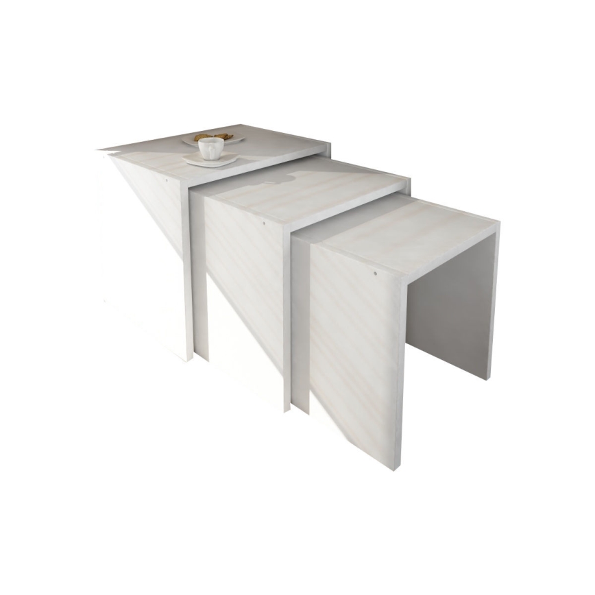 Lot de 3x Table d'appoint ZARIEL blanche