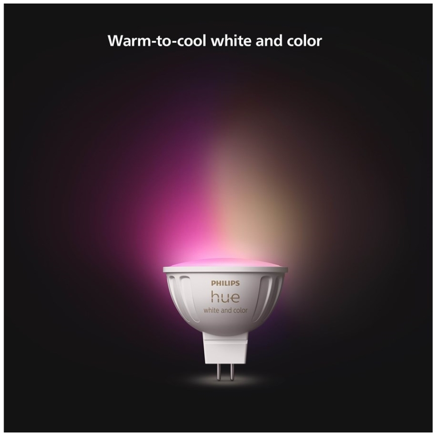 Lot de 4 ampoules LED RGBW dimmables Philips Hue White and Color Ambiance GU5,3/MR16/6,3W/12V 2000-6500K