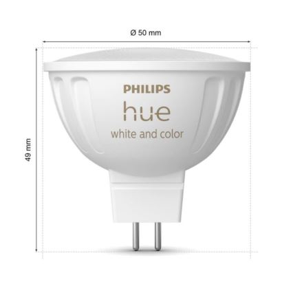 Lot de 4 ampoules LED RGBW dimmables Philips Hue White and Color Ambiance GU5,3/MR16/6,3W/12V 2000-6500K