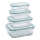 Lot de 4 boîtes de conservation pour aliments, transparentes / menthe