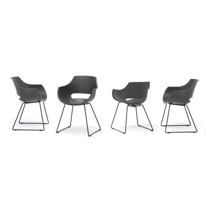 Lot de 4 chaises ROCKY, anthracite