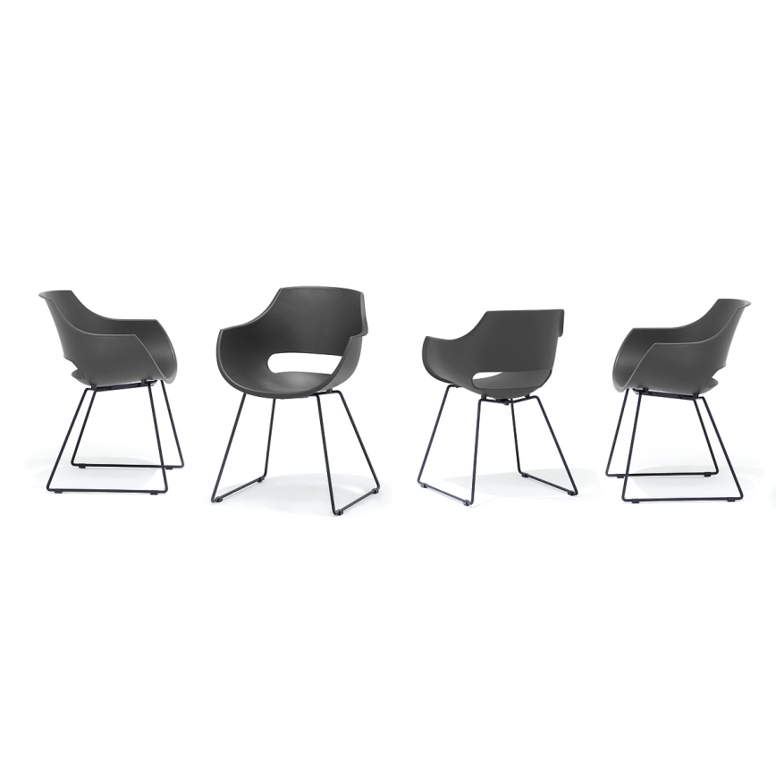 Lot de 4 chaises ROCKY, anthracite