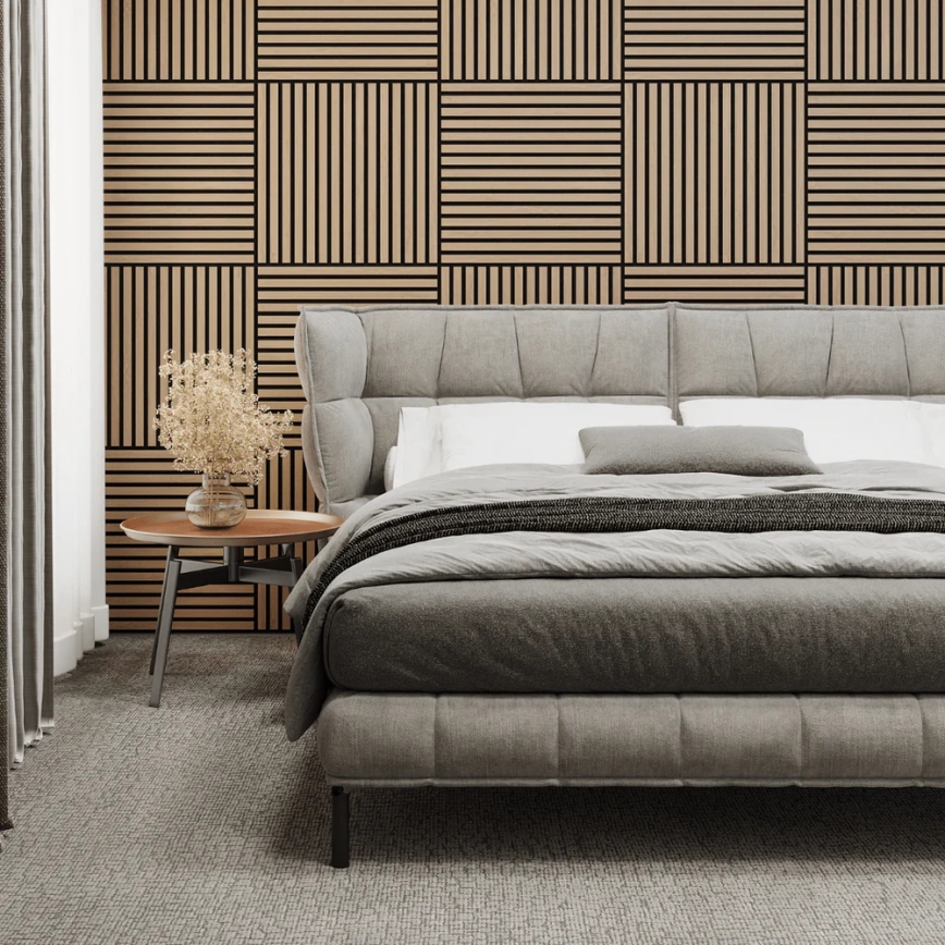 Lot de 4 panneaux d'habillage acoustiques DANVIKEN 60×60 cm, finition chêne