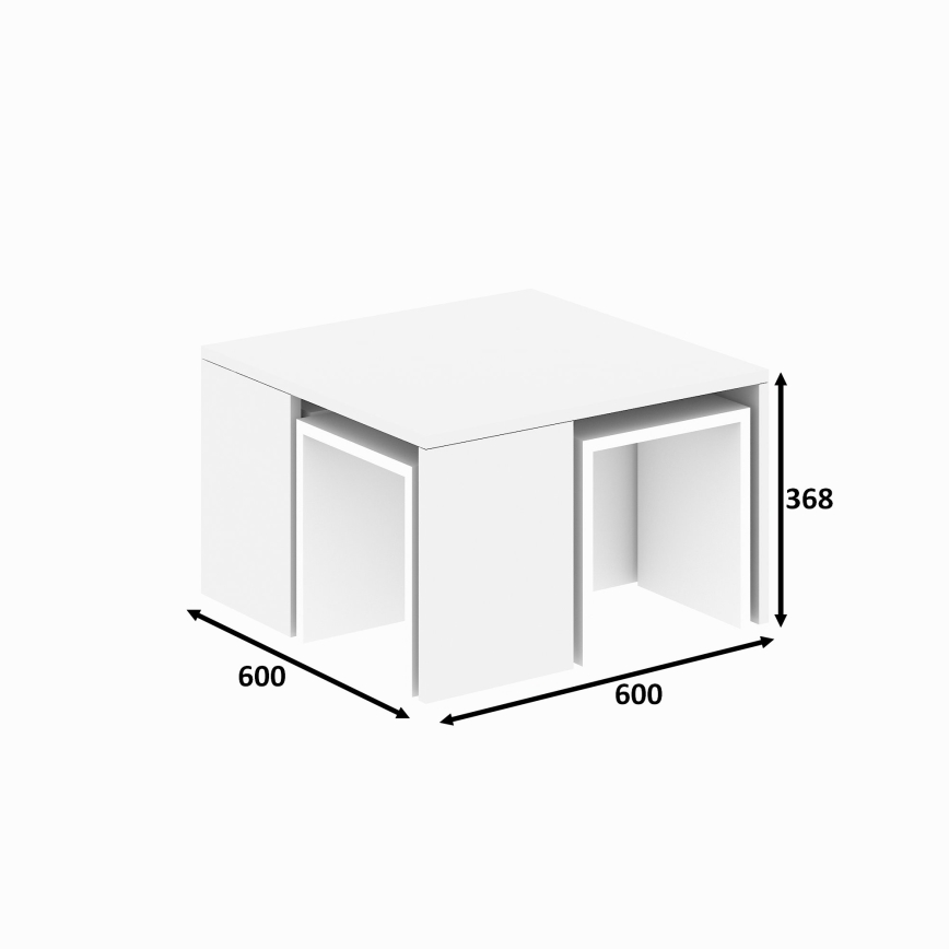 Lot de 4x table d'appoint ORTANCA + table basse blanche