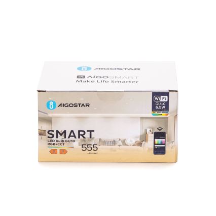 Lot de 6 ampoules LED RGBW dimmables GU10 6,5 W / 230 V 2700–6500 K Wi-Fi - Aigostar