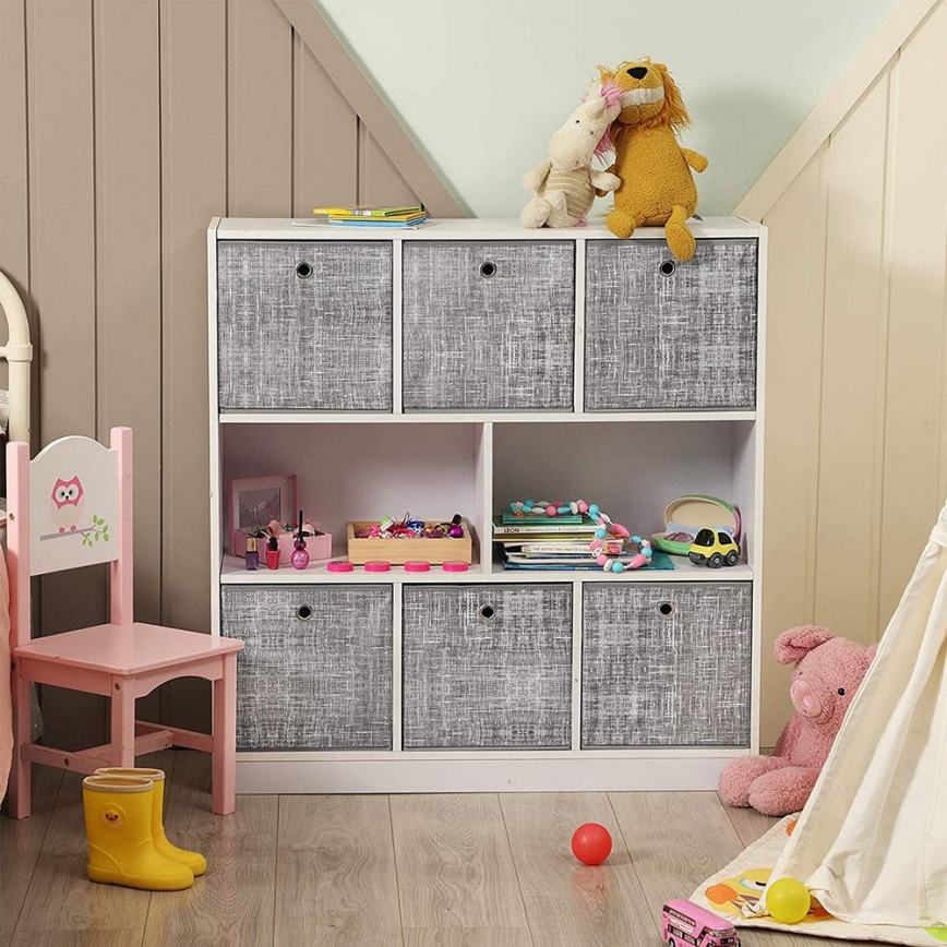 Lot de 6 boîtes de rangement CURAN — 30 x 30 x 30 cm, gris