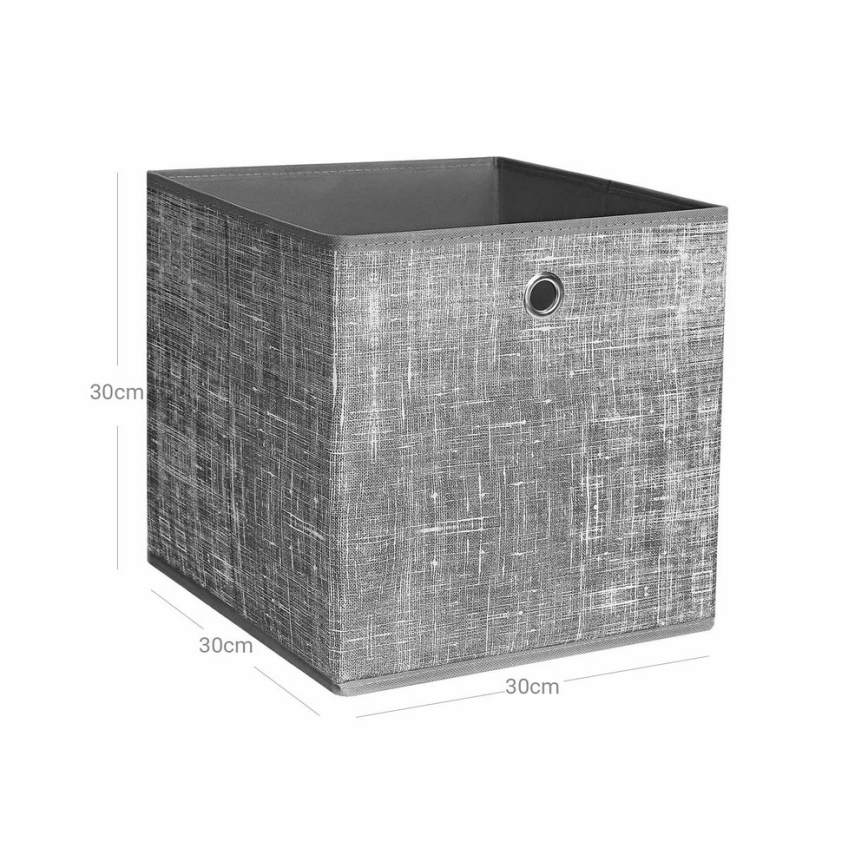 Lot de 6 boîtes de rangement CURAN — 30 x 30 x 30 cm, gris