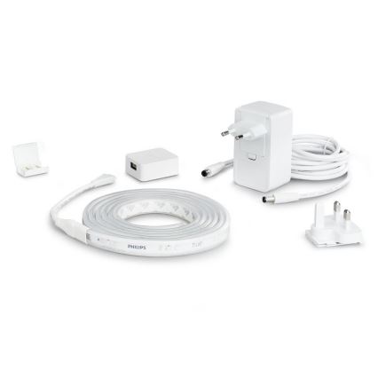 LOT - Ruban LED RGBW à intensité variable Philips Hue WHITE AND COLOR AMBIANCE 2m LED/20W/230V + Ruban 1m LED/11W/12V