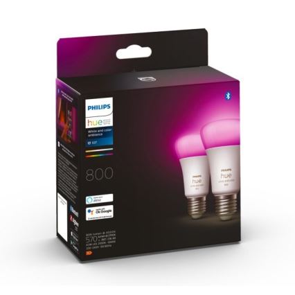 LOT x2 Ampoule à intensité variable LED Philips Hue White And Color Ambiance A60 E27/6,5W/230V 2000-6500K