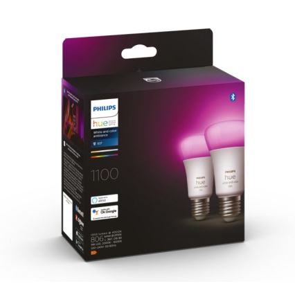 LOT x2 Ampoule à intensité variable Philips Hue White And Color Ambiance A60 E27/9W/230V 2000-6500K