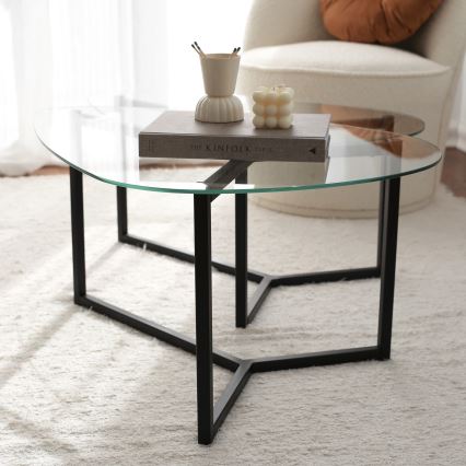 LOT x2 Table basse BELLISIMO noir/transparent