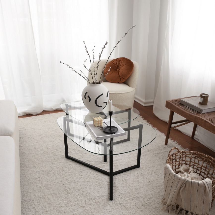 LOT x2 Table basse BELLISIMO noir/transparent