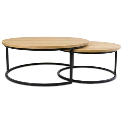 LOT x2 Table basse OAKLOFT 38x90 cm noir/chêne