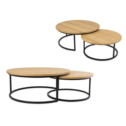 LOT x2 Table basse OAKLOFT 38x90 cm noir/chêne