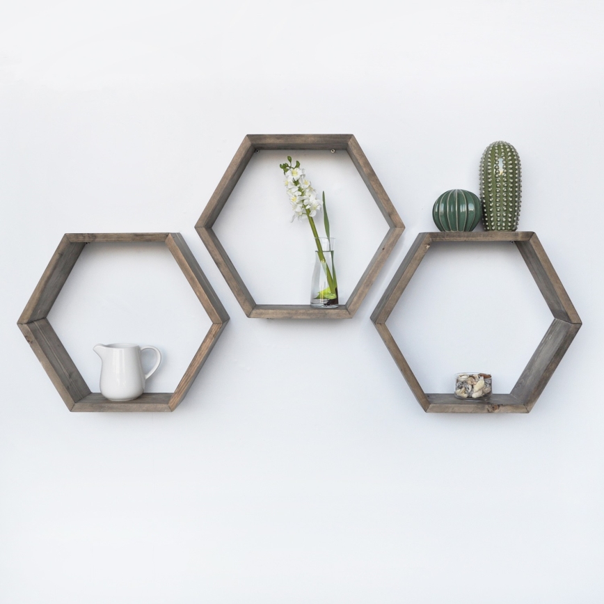 LOT x3 Etagère murale épicéa marron
