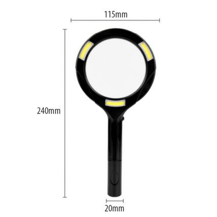 Loupe LED 3× avec éclairage LED/3W/2xAA IP22