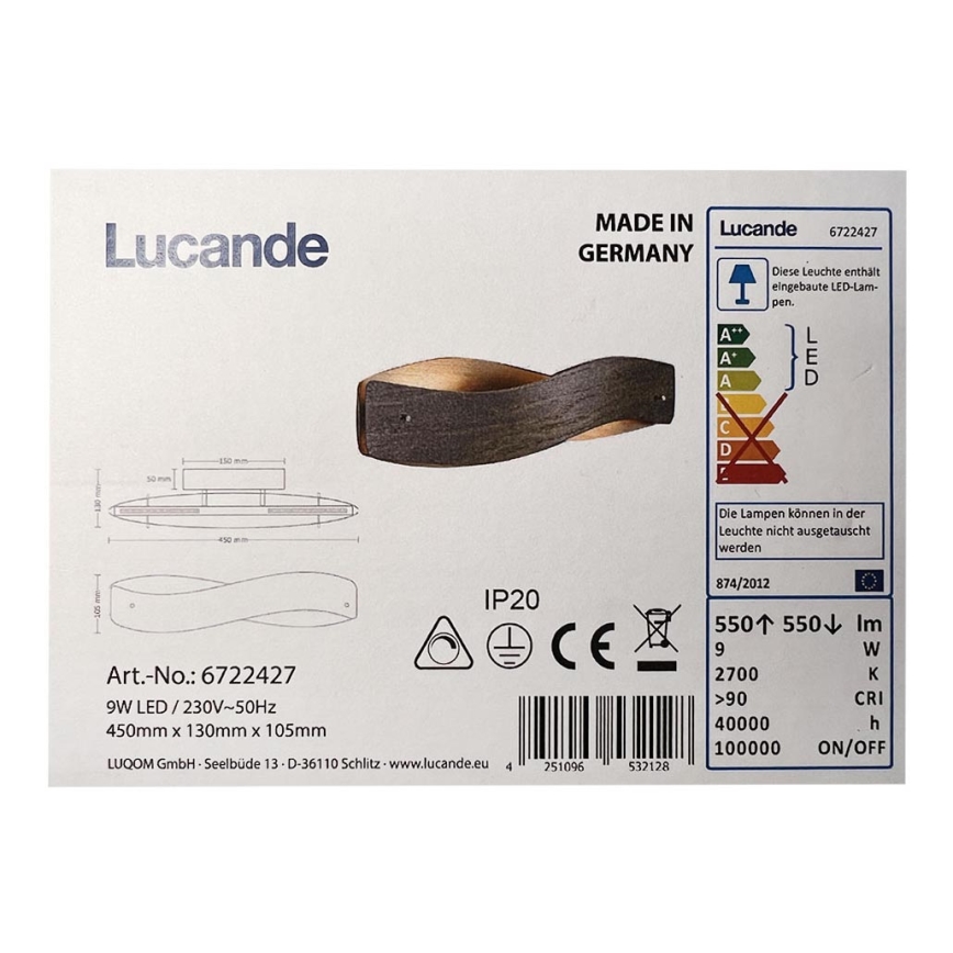 Lucande - Applique murale LIAN LED/9W/230V