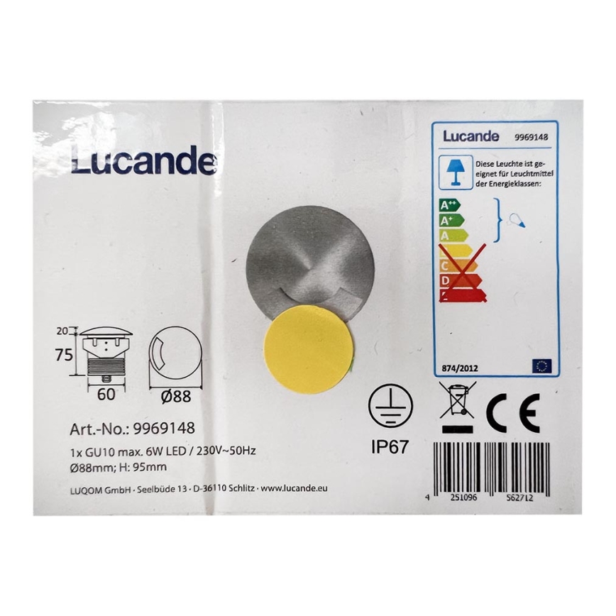 Lucande - Buiten inbouwlamp MILARA 1xGU10/6W/230V IP67