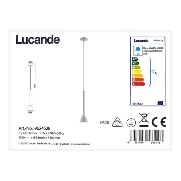 Lucande - Hanglamp aan een koord NORDWIN 1xGU10/35W/230V