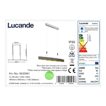 Lucande - LED Dimbare kroonluchter aan snoer LIO 5xLED/5W/230V