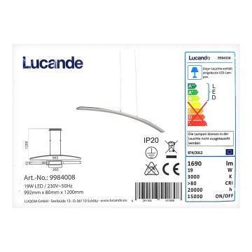 Lucande - Suspension filaire LED LORIAN LED/19W/230V