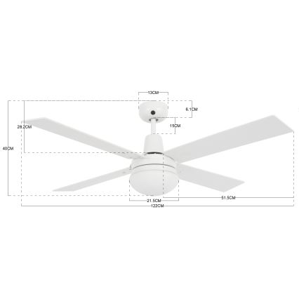 Lucci Air 210339 - Ventilateur de plafond AIRFUSION QUEST 1xE27/60W/230V blanc/bois + Télécommande