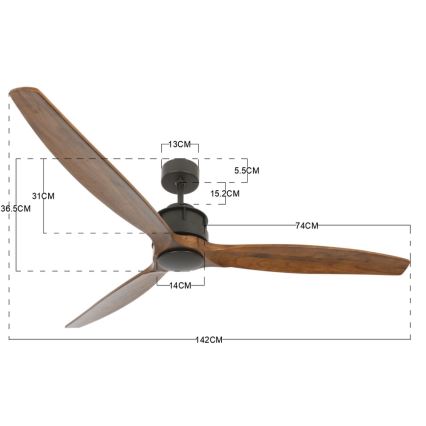 Lucci air 210507 - Ventilateur de plafond AIRFUSION AKMANI paulownia/noir + télécommande