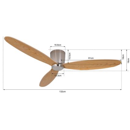 Lucci air 210519 - Plafondventilator AIRFUSION RADAR glanzend chroom/hout + afstandsbediening
