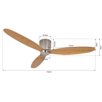 Lucci air 210519 - Plafondventilator AIRFUSION RADAR glanzend chroom/hout + afstandsbediening