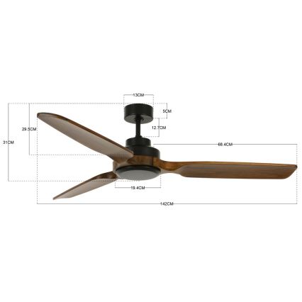 Lucci air 213051 - Ventilateur de plafond SHOALHAVEN noir/marron