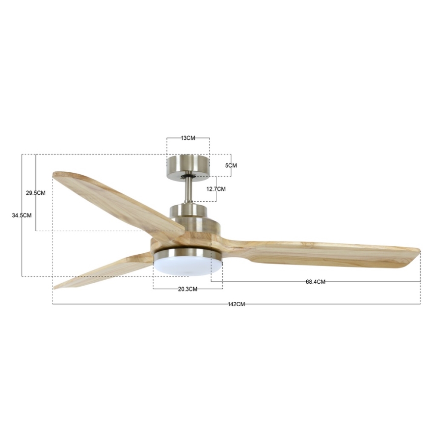 Lucci air 213053 - LED-plafondventilator SHOALHAVEN GX53/17W/230V paulownia/mat chroom + afstandsbediening