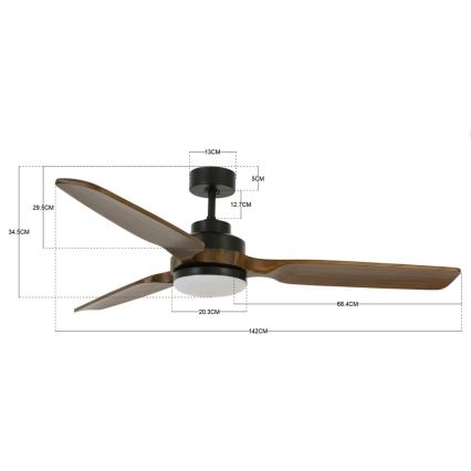 Lucci air 213054 - LED-plafondventilator SHOALHAVEN GX53/17W/230V zwart/paulownia + afstandsbediening