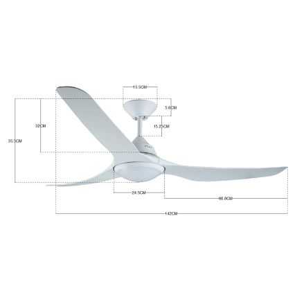 Lucci air 213096 - Ventilateur de plafond LED MARINER LED/15W/230V blanc + télécommande