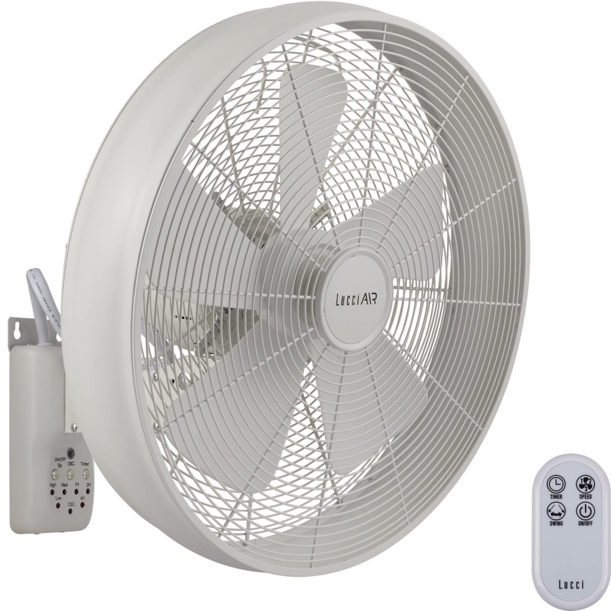 Lucci Air 213128EU - Ventilateur mural BREEZE 55W/230V blanc + télécommande