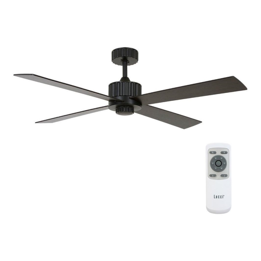 Lucci air 213170 - Ventilateur de plafond LED NEWPORT noir + télécommande