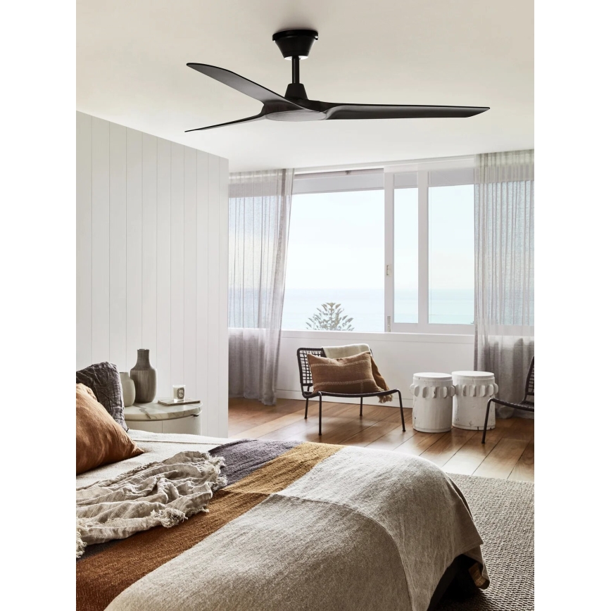 Lucci Air 21321649 - Ventilateur de plafond ABYSS d. 142 cm IP66 noir + Télécommande