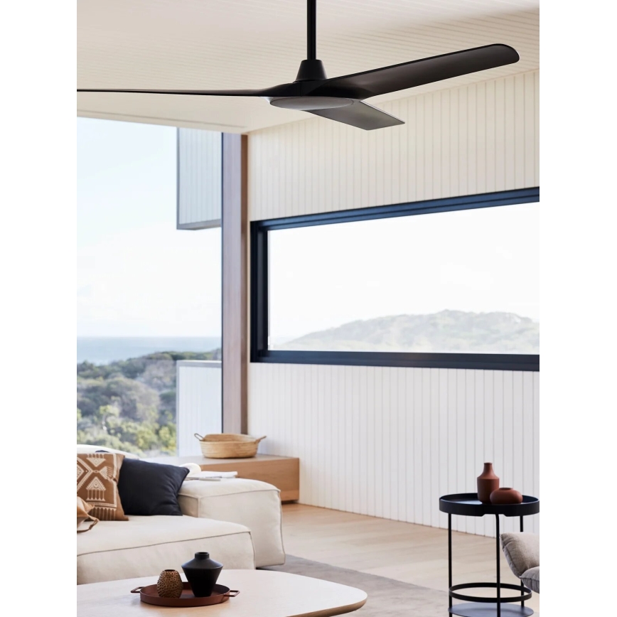 Lucci Air 21321649 - Ventilateur de plafond ABYSS d. 142 cm IP66 noir + Télécommande
