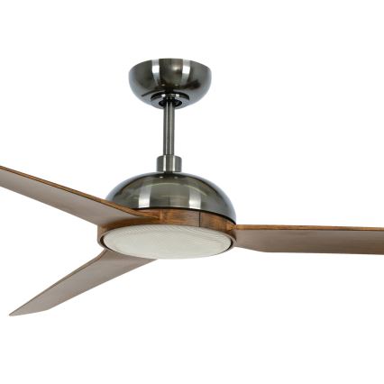 Lucci air 213301 - ventilateur de plafond LED à intensité réglable UNIONE 1xGX53/12W/230V brun/chrome brillant Ø 142 cm + télécommande
