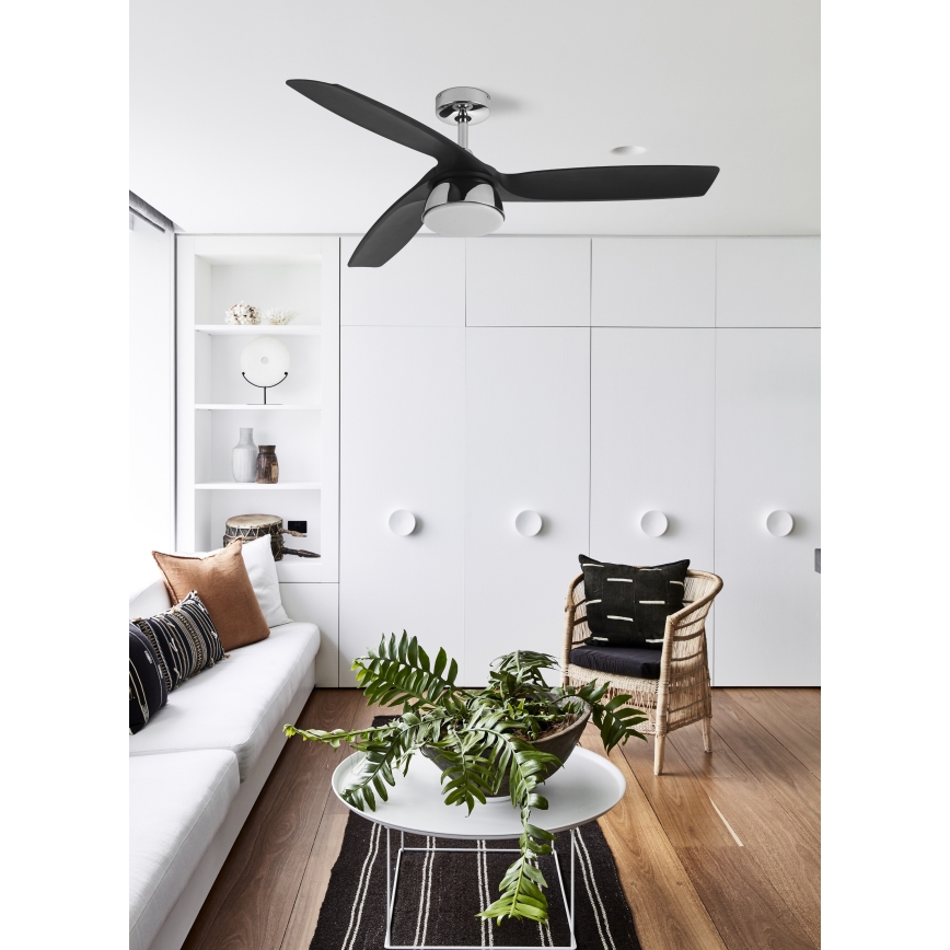 Lucci air 513072 - Ventilateur de plafond LED à intensité variable BRONX LED/18W/230V 3000/4000/6000K noir/chrome brillant + Télécommande