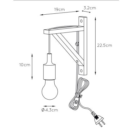 Lucide 08208/01/31 - Applique murale FIX WALL 1xE27/60W/230V blanc