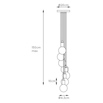 Lucide 08408/07/30 - Hanglamp aan een koord FIX MULTIPLE 7xE27/60W/230V