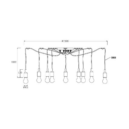 Lucide 08408/10/30 - Hanglamp FIX MULTIPLE 10xE27/60W/230V