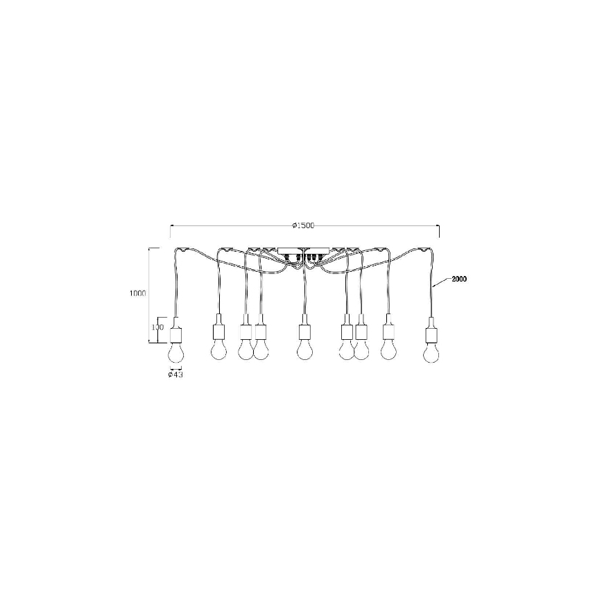 Lucide 08408/10/30 - Hanglamp FIX MULTIPLE 10xE27/60W/230V