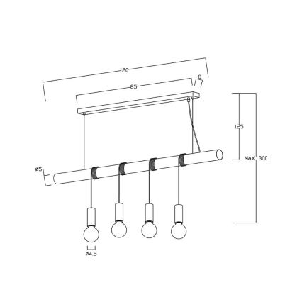 Lucide 08425/04/31 - Hanglamp aan koord JAIME 4xE27/60W/220V wit