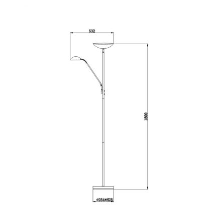 Lucide 19791/24/30 - Lampadaire ZENITH LED/20W/230V + LED/4W