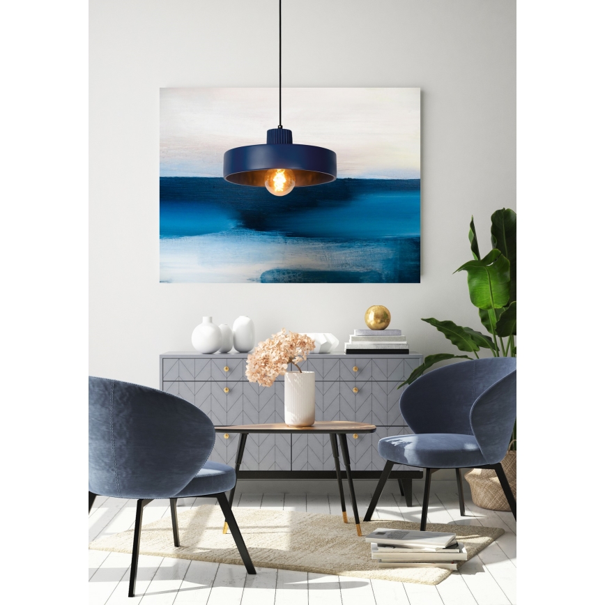 Lucide 20419/35/35 - Hanglamp aan een koord OPHELIA 1xE27/40W/230V d. 35 cm blauw