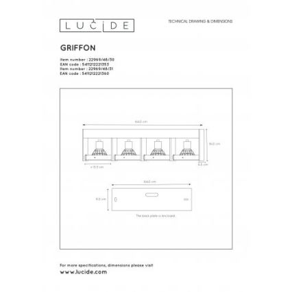 Lucide 22969/48/31 - Spot LED à intensité variable GRIFFON 4xGU10/12W/230V